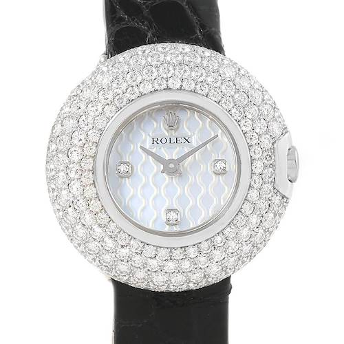 Photo of Rolex Cellini Orchid White Gold Diamond Ladies Watch 6201