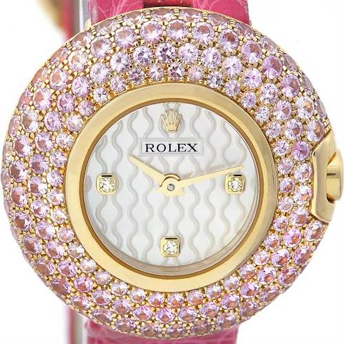 Photo of Rolex Cellini Orchid 6201 18k Yellow Gold 227 Pink Sapphires