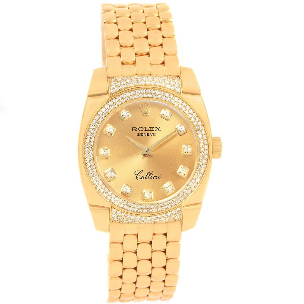 Rolex Cellini Cestello 18K Yellow Gold Diamond Ladies Watch 6311 Box ...