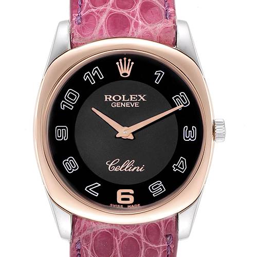 Photo of Rolex Cellini Danaos White Rose Gold Pink Strap Watch 4233 Box Papers