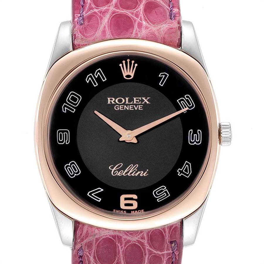 Rolex Cellini Danaos White Rose Gold Pink Strap Watch 4233 Box Papers SwissWatchExpo