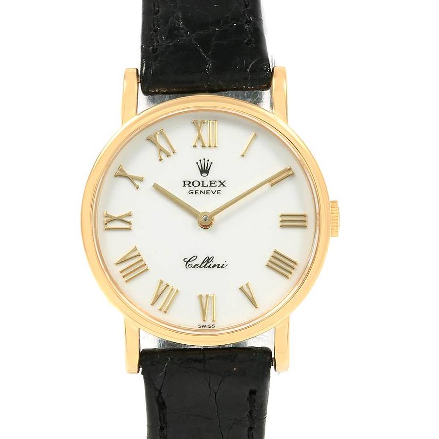 Rolex Cellini Classic Yellow Gold Black Strap Ladies Watch 5109 SwissWatchExpo