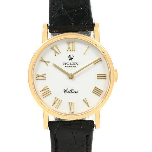 Photo of Rolex Cellini Classic Yellow Gold Black Strap Ladies Watch 5109