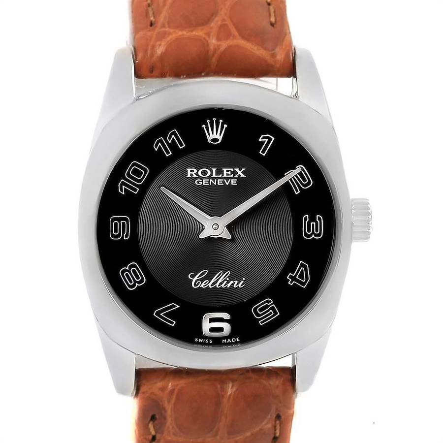 Rolex Cellini Danaos White Gold Black Dial Ladies Watch 6229 Box Papers SwissWatchExpo