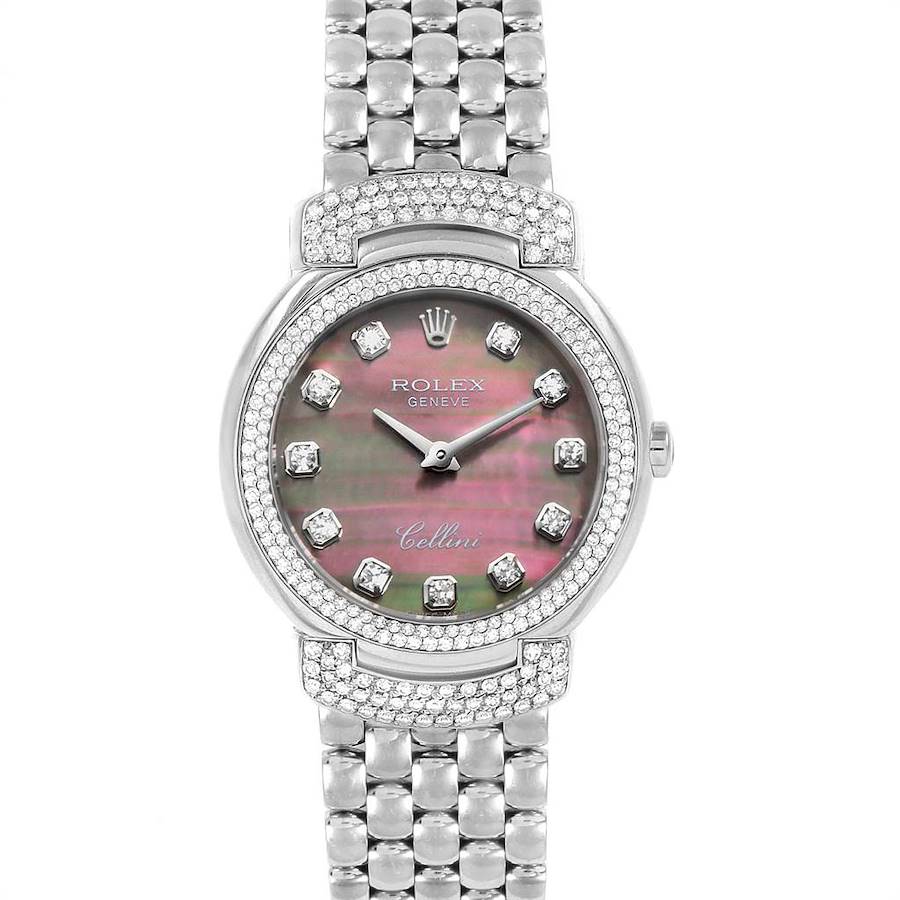 Rolex Cellini Cellissima White Gold MOP Diamond Ladies Watch 6673 SwissWatchExpo