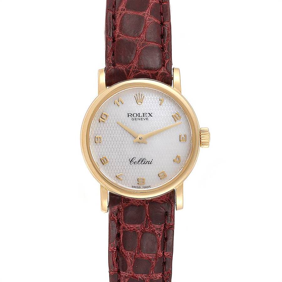 Rolex Cellini Classic 18k Yellow Gold Brown Strap Ladies Watch 6110 Box Papers SwissWatchExpo