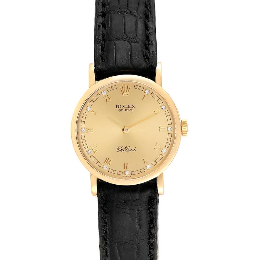 Rolex Cellini Classic 26mm Yellow Gold Diamond Ladies Watch 5109 SwissWatchExpo