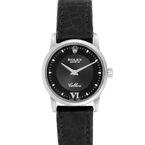 Photo of Rolex Cellini Classic 18k White Gold Black Dial Ladies Watch 6111