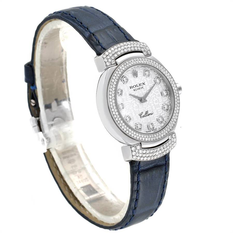 Rolex Cellini Cellissima 26mm White Gold Diamond Ladies Watch 6673