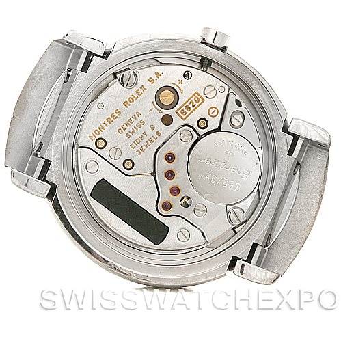 The image shows the intricate inner workings and movement mechanisms of a Rolex Cellini 6671/9 Women's White Gold Silver Dial 6671/9 Women's White Gold Silver Dial model, viewed from the back.