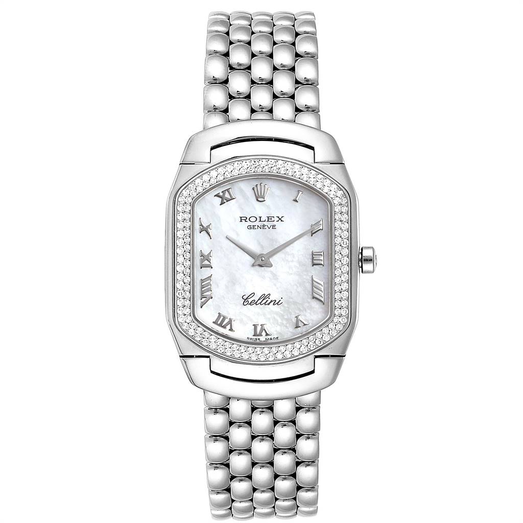 The image shows a front view of the Rolex Cellini 6691 Women's White Gold Champagne Dial 6691 Women's White Gold Champagne Dial watch, displaying the watch face, dial, and part of the bracelet.