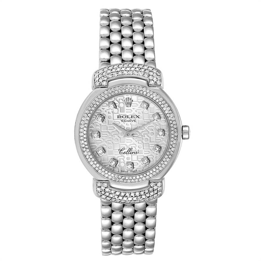 Rolex Cellini Cellissima White Gold Silver Dial Diamond Ladies Watch 6673 SwissWatchExpo