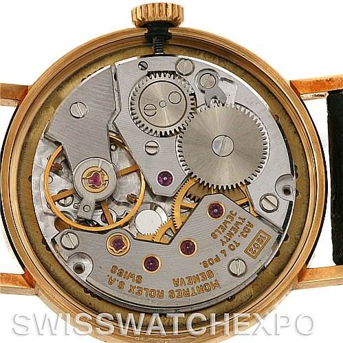 This image shows the movement and internal mechanisms of a Rolex Cellini 4109 Women
s Yellow Gold White Dial 4109 Women
s Yellow Gold White Dial watch.