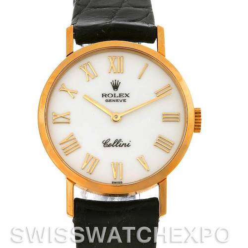 Photo of Rolex Cellini Ladies 18k Yellow Gold White Roman Dial Watch 4109