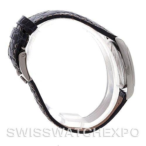 This image shows a side view of the Rolex Cellini 6229 Women's White Gold White Dial 6229 Women's White Gold White Dial watch, highlighting its case, crown, and strap.