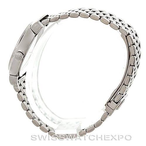 This image shows a side profile of a Rolex Cellini 6671/9 Women's White Gold Blue Dial 6671/9 Women's White Gold Blue Dial watch, focusing on the bracelet and watch case.