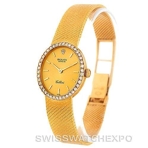 Rolex Cellini Vintage Ladies 18k Yellow Gold Diamond Watch 4625 SwissWatchExpo