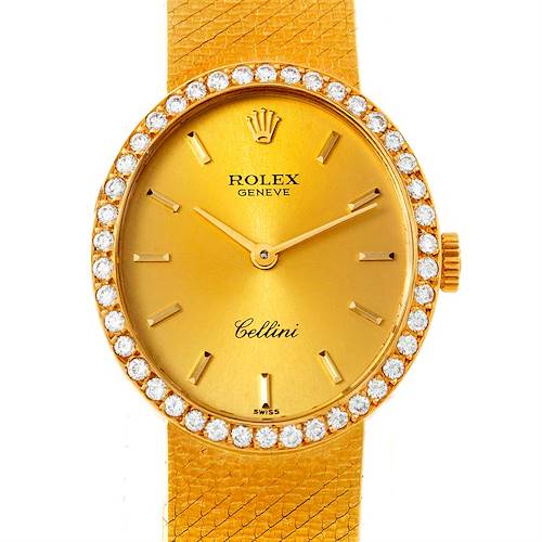 Photo of Rolex Cellini Vintage Ladies 18k Yellow Gold Diamond Watch 4625
