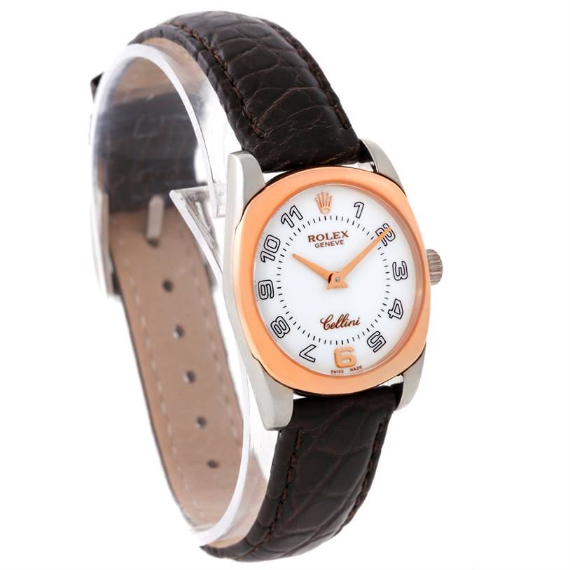 Rolex Cellini Danaos Ladies 18K White Rose Gold Watch 6229 SwissWatchExpo