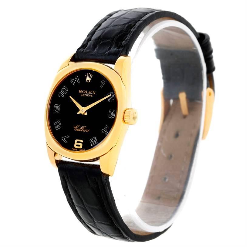 Rolex Cellini Danaos Ladies 18K Yellow Gold Black Dial Watch 6229 SwissWatchExpo