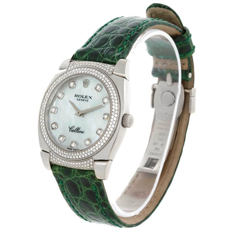 Rolex Cellini Cestello 18K White Gold Diamond Watch 6321 SwissWatchExpo