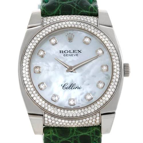 Photo of Rolex Cellini Cestello 18K White Gold Diamond Watch 6321