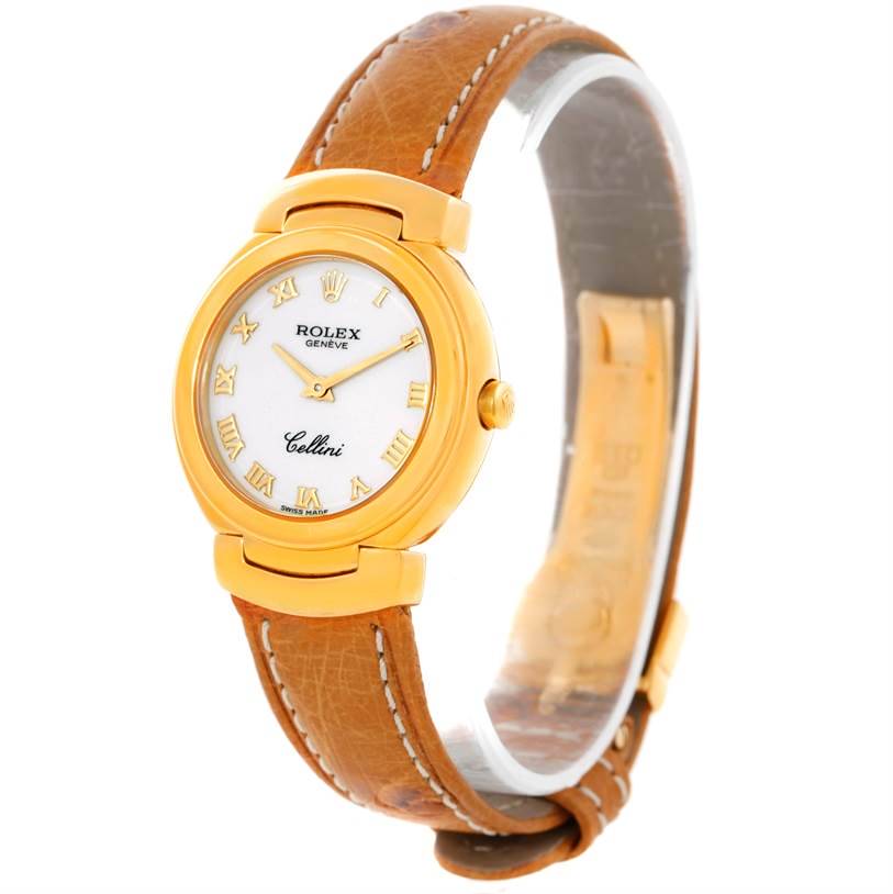 Rolex Cellini 18K Yellow Gold White Dial Ladies Watch 6621 SwissWatchExpo