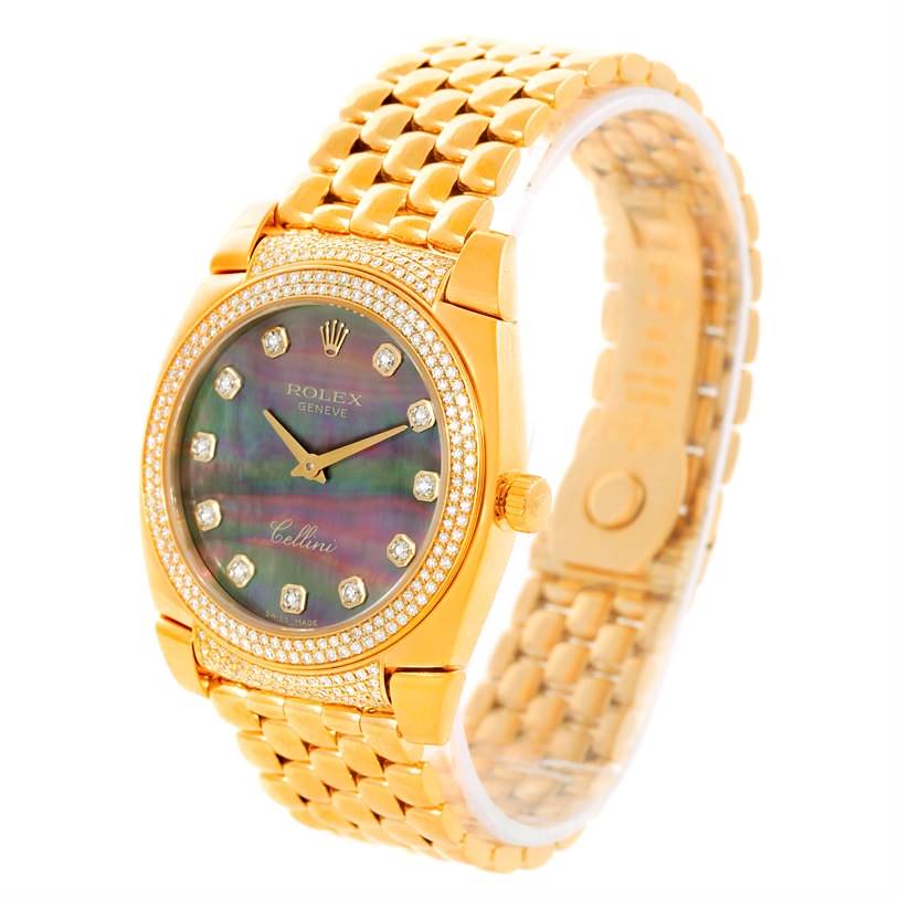 Rolex Cellini Cestello 18K Yellow Gold MOP Diamond Watch 6321 SwissWatchExpo