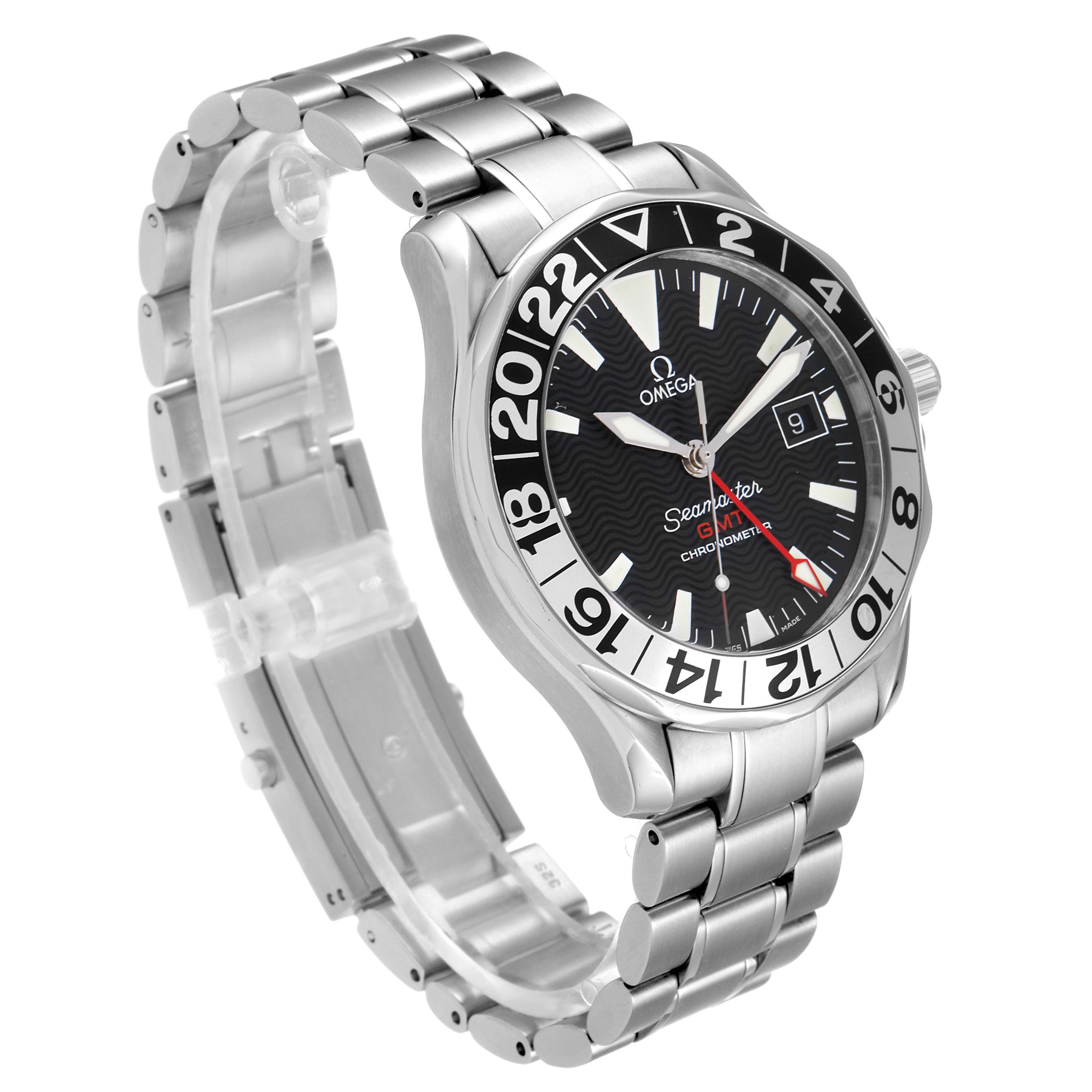 The image shows an Omega Seamaster 2536.50.00 Men's Stainless Steel Black Dial 2536.50.00 Men's Stainless Steel Black Dial watch at a three-quarters angle, highlighting the bezel, dial, bracelet, and clasp.