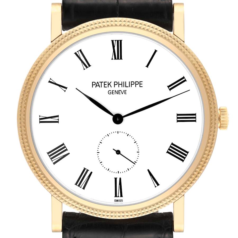 Patek Philippe Calatrava Yellow Gold White Dial Mens Watch 5119 SwissWatchExpo