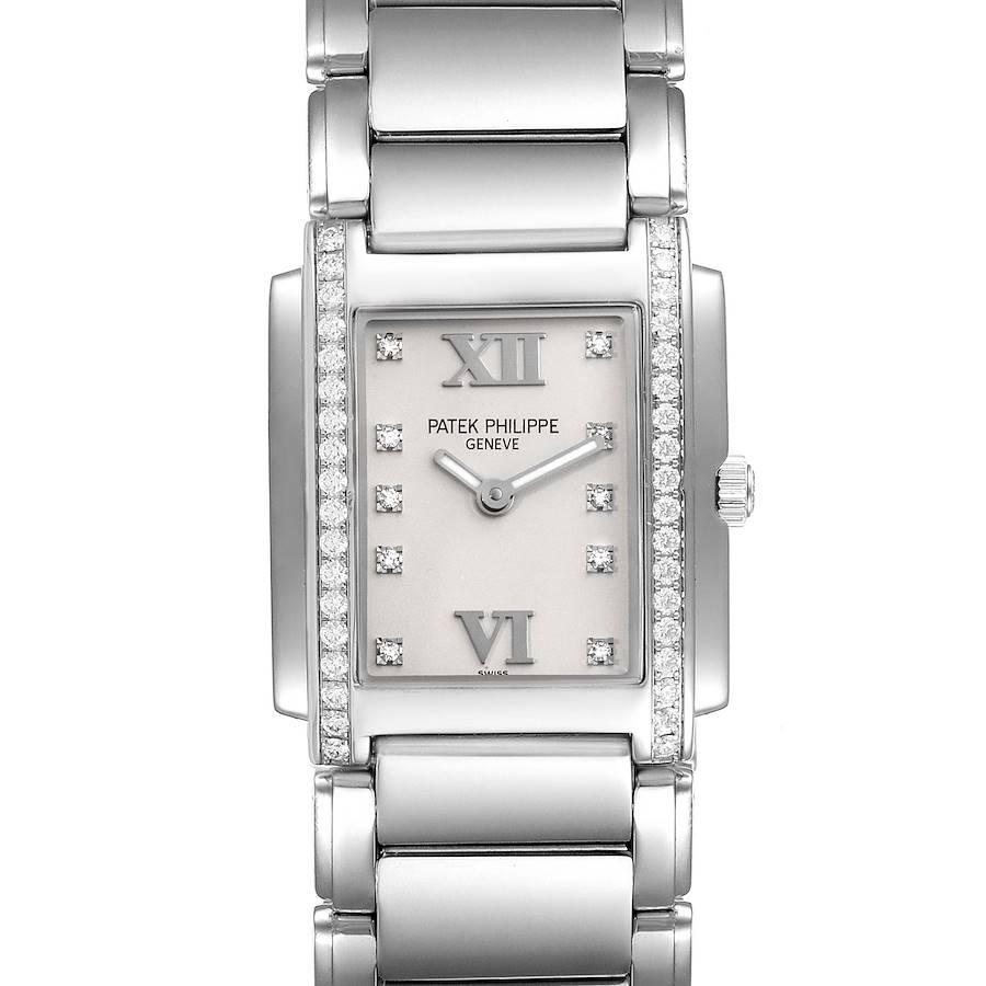 Patek Philippe Twenty-4 Steel Diamond Ladies Quartz Watch 4910 Box Papers SwissWatchExpo