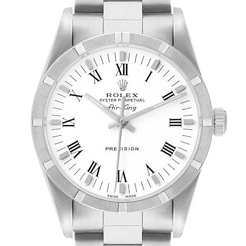 Photo of Rolex Air King 34 Steel White Roman Dial Mens Watch 14010