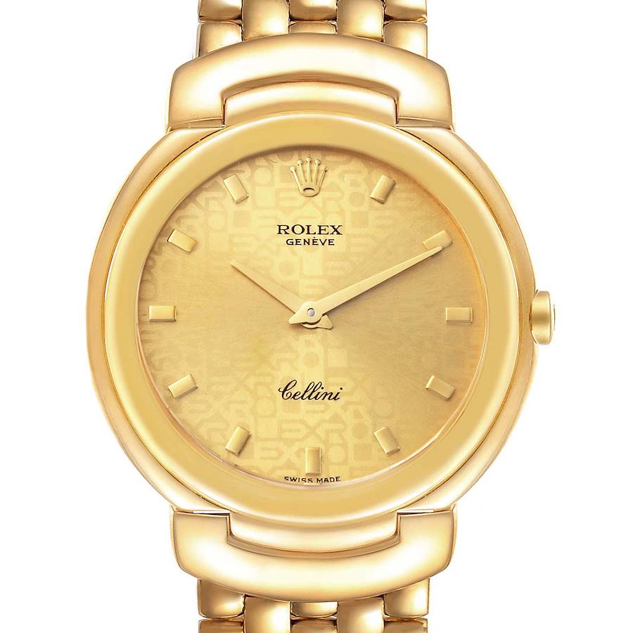 Rolex Cellini Yellow Gold Champagne Anniversary Dial Mens Watch 6622 SwissWatchExpo