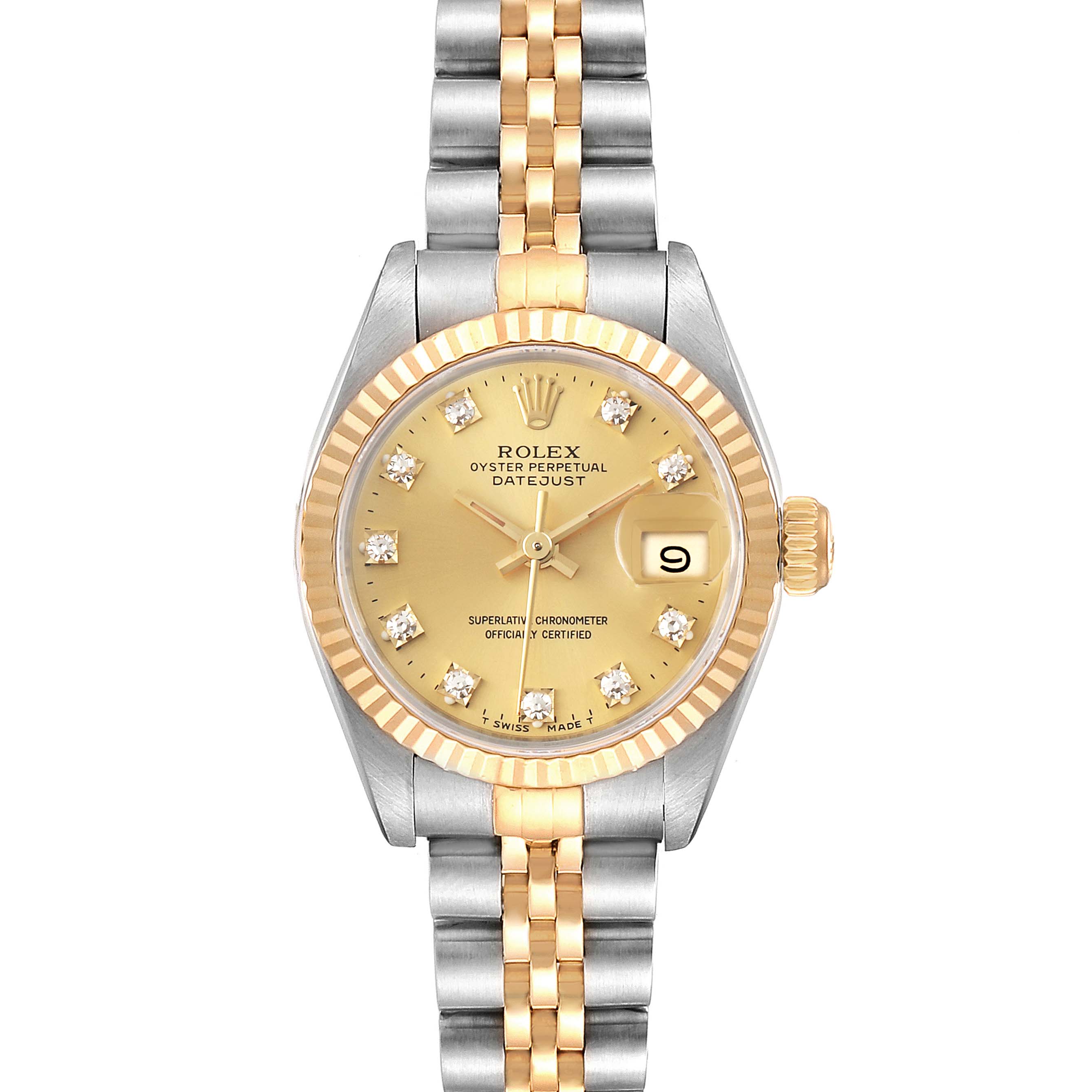 Rolex Datejust 26mm Steel Yellow Gold Diamond Ladies Watch 69173 Box ...