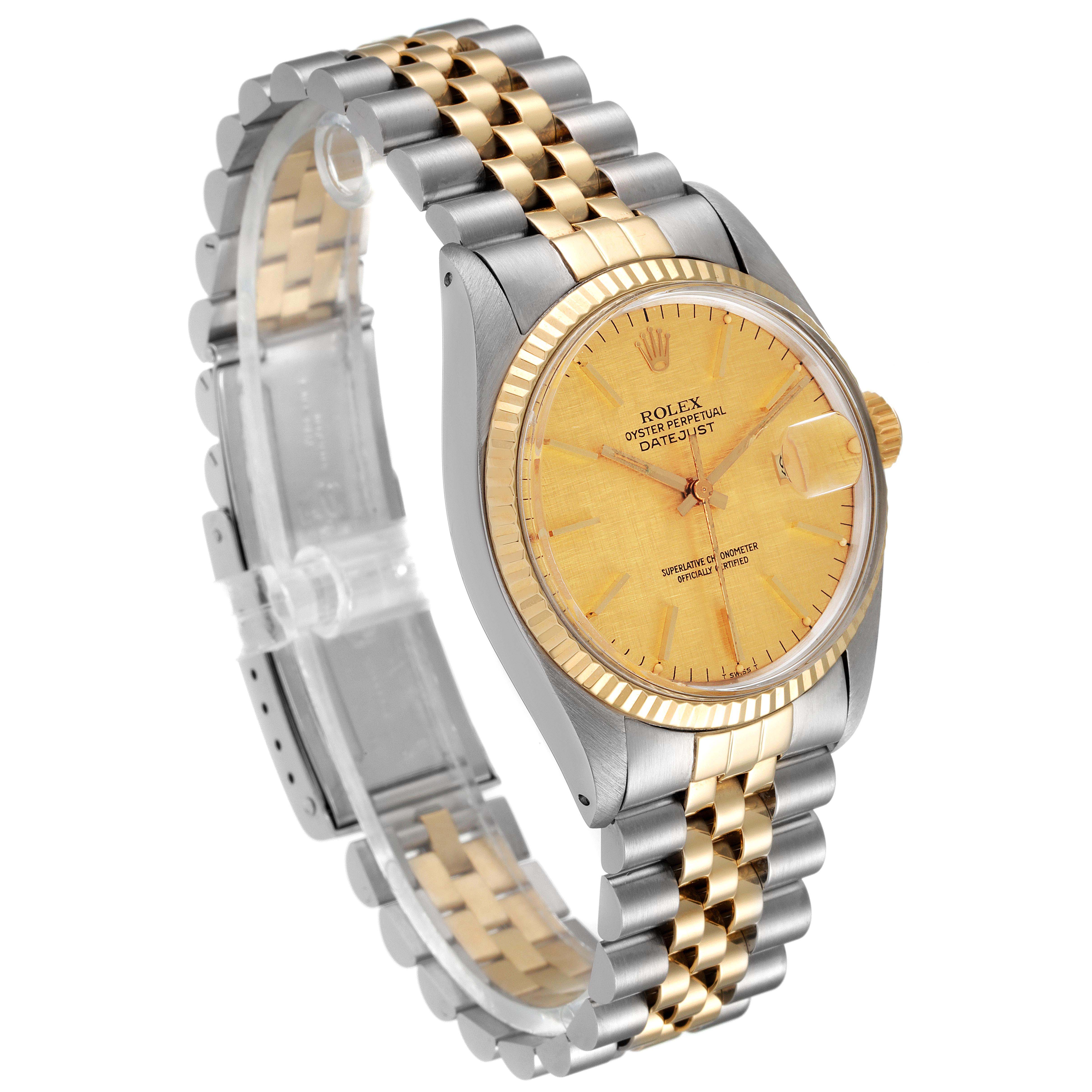 The Rolex Vintage Collection 16013 Men's Steel and Gold (two tone) Champagne Dial 16013 Men's Steel and Gold (two tone) Champagne Dial watch is shown at a three-quarter angle, displaying its face and two-tone metal bracelet.