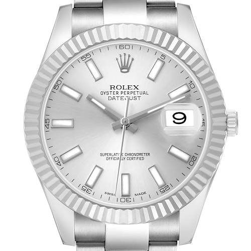 Photo of Rolex Datejust II 41 Steel White Gold Silver Dial Mens Watch 116334