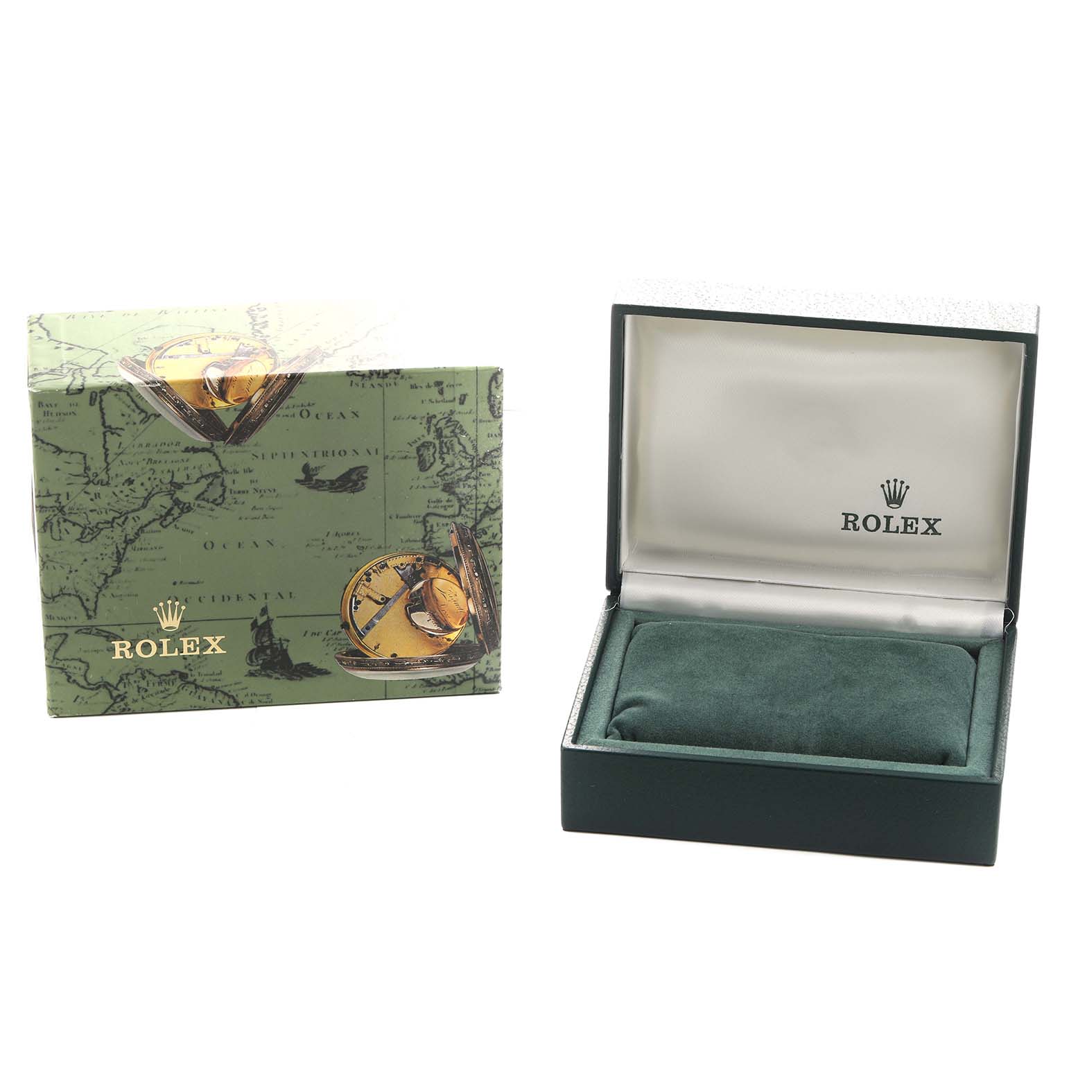 The image shows a Rolex Mid-Size 68273 Women's Steel and Gold (two tone) Champagne Dial model box and open display box with logo, without revealing the watch.