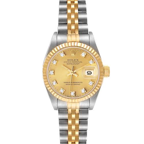 Photo of Rolex Datejust Steel Yellow Gold Diamond Dial Ladies Watch 69173 Papers