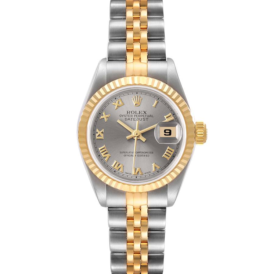 Rolex Datejust Steel Yellow Gold Slate Roman Dial Ladies Watch 69173 SwissWatchExpo