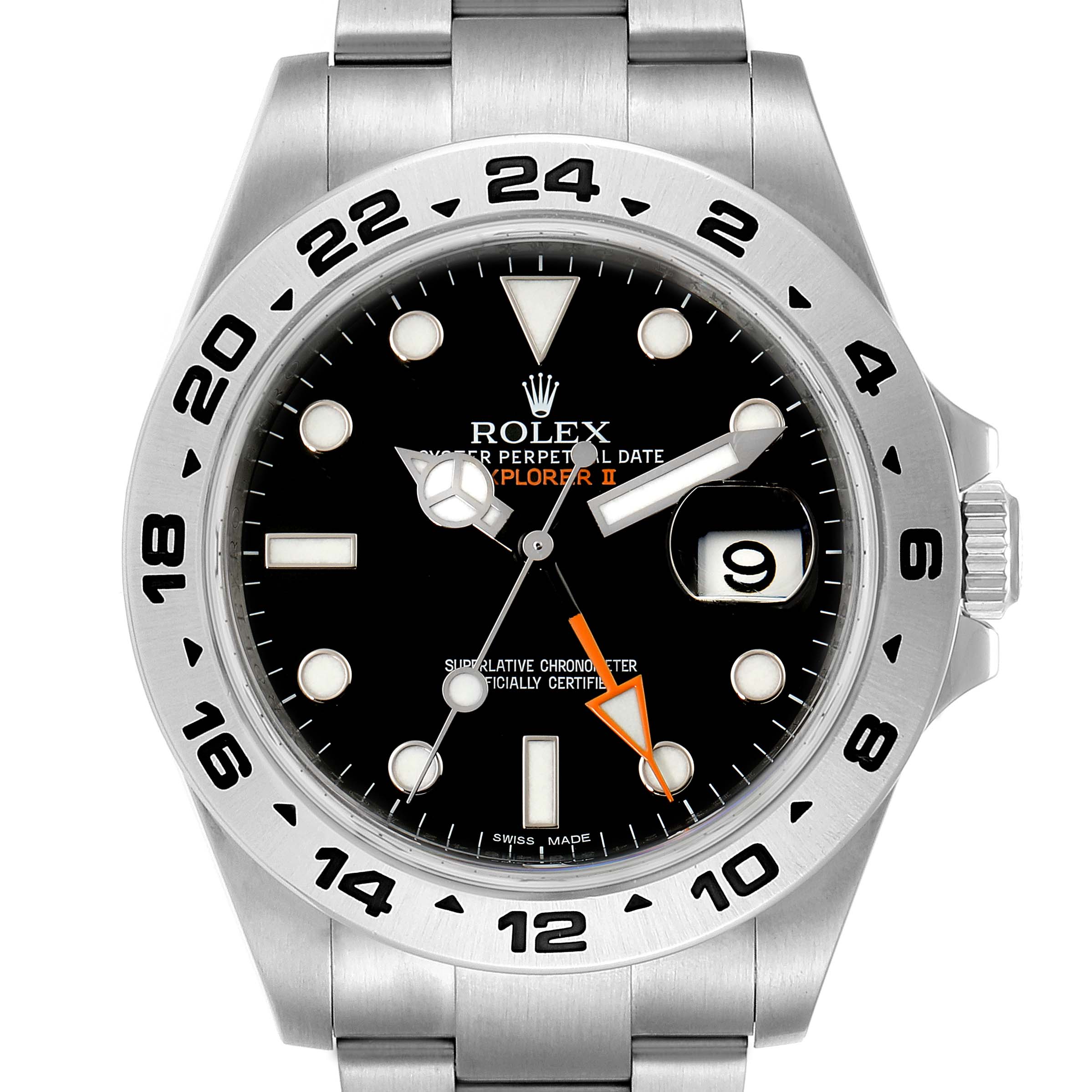 The Rolex Explorer 216570 Men
s Stainless Steel Black Dial 216570 Men
s Stainless Steel Black Dial watch is shown from a frontal angle, displaying the face, bezel, and part of the bracelet.
