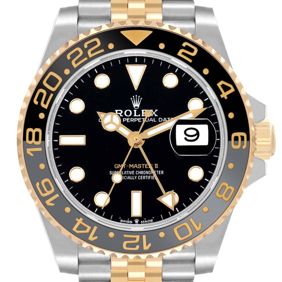 Rolex GMT Master II Yellow Gold Steel Grey Bezel Mens Watch 126713 Box Card SwissWatchExpo