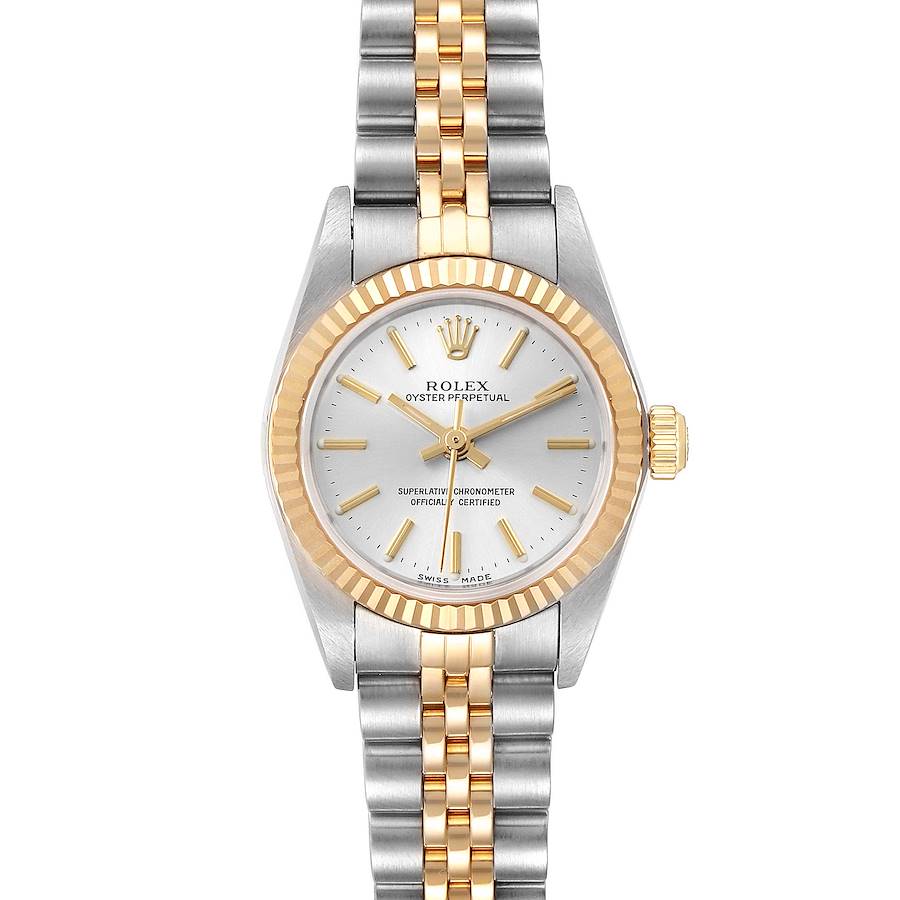 Rolex Oyster Perpetual NonDate Ladies Steel Yellow Gold Watch 76193 Box Papers SwissWatchExpo