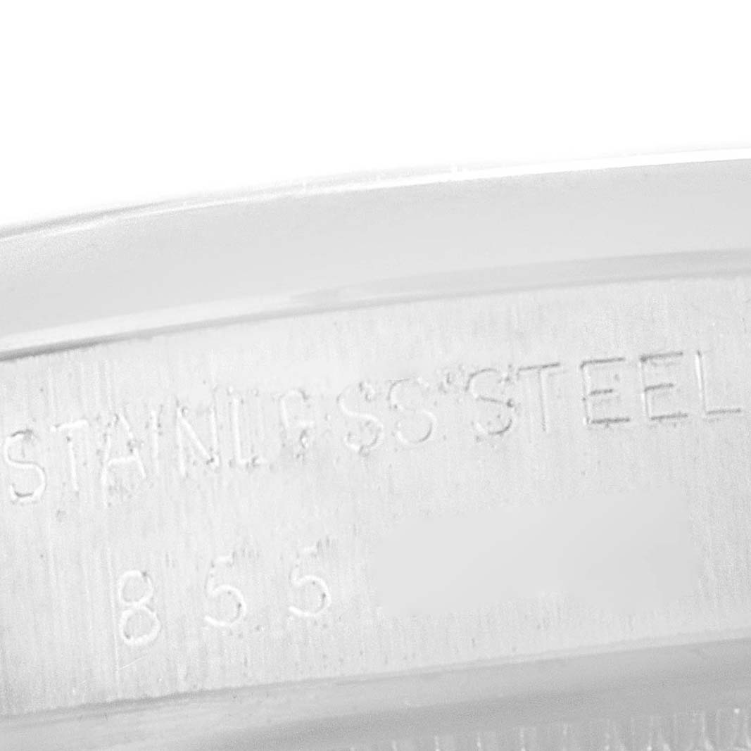 This image shows a close-up of the case back of a Rolex Vintage Collection 6694 Men's Stainless Steel Silver Dial 6694 Men's Stainless Steel Silver Dial model, focusing on the stainless steel engraving.