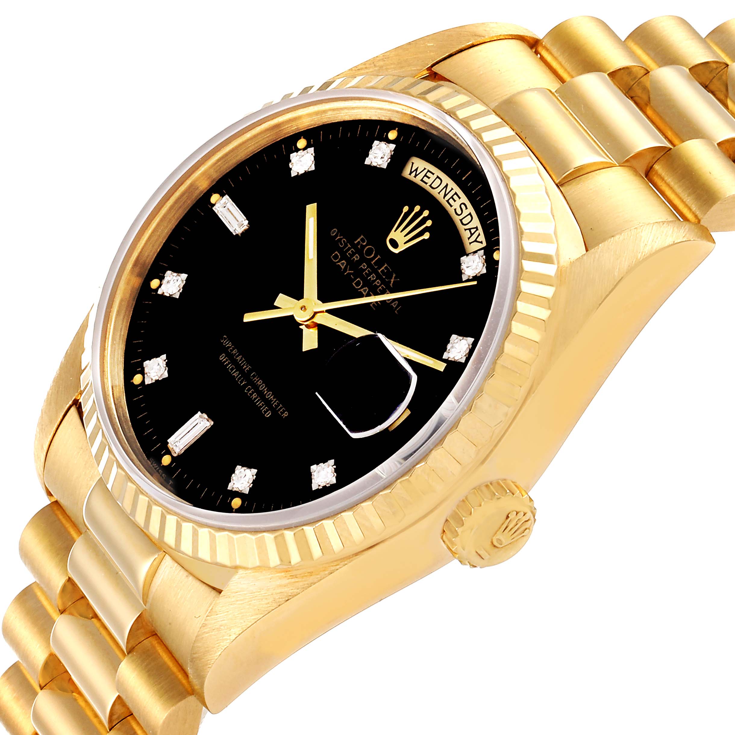 Rolex President Day-Date 36 Yellow Gold Diamond Mens Watch 18238 ...