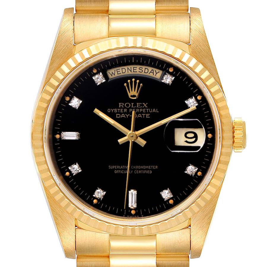 Rolex President Day-Date 36 Yellow Gold Diamond Mens Watch 18238 SwissWatchExpo