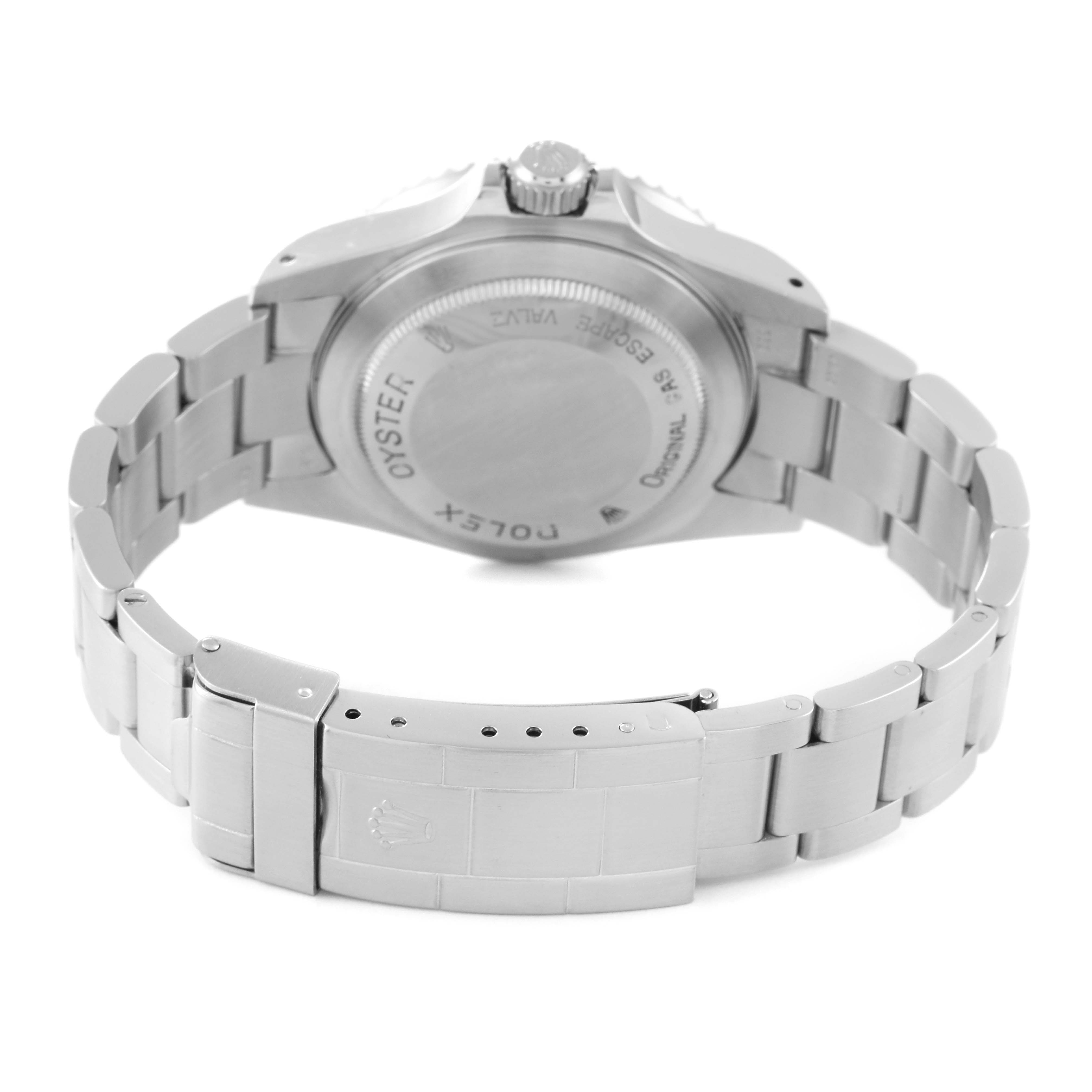 The image shows the back view of a Vintage Collection Rolex watch, highlighting the case back and bracelet.