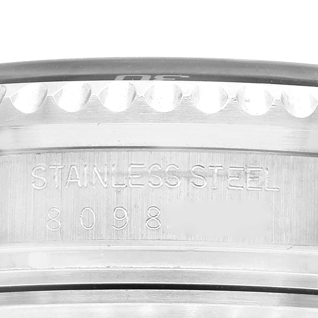 This image shows a close-up of the stainless steel case with the serial number of the Rolex Vintage Collection 16660 Men's Stainless Steel Black Dial 16660 Men's Stainless Steel Black Dial watch.