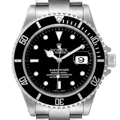 Photo of Rolex Submariner Black Dial Steel Mens Watch 16610 Box Papers