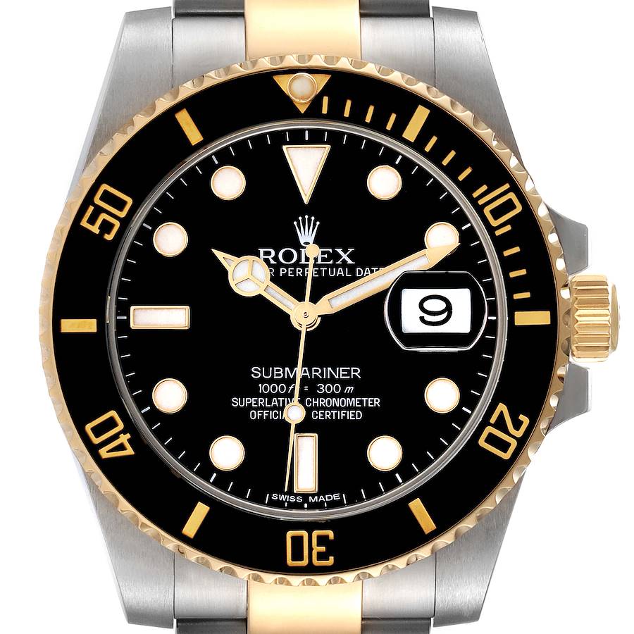 Rolex Submariner Steel Yellow Gold Black Dial Mens Watch 116613 Box Card SwissWatchExpo