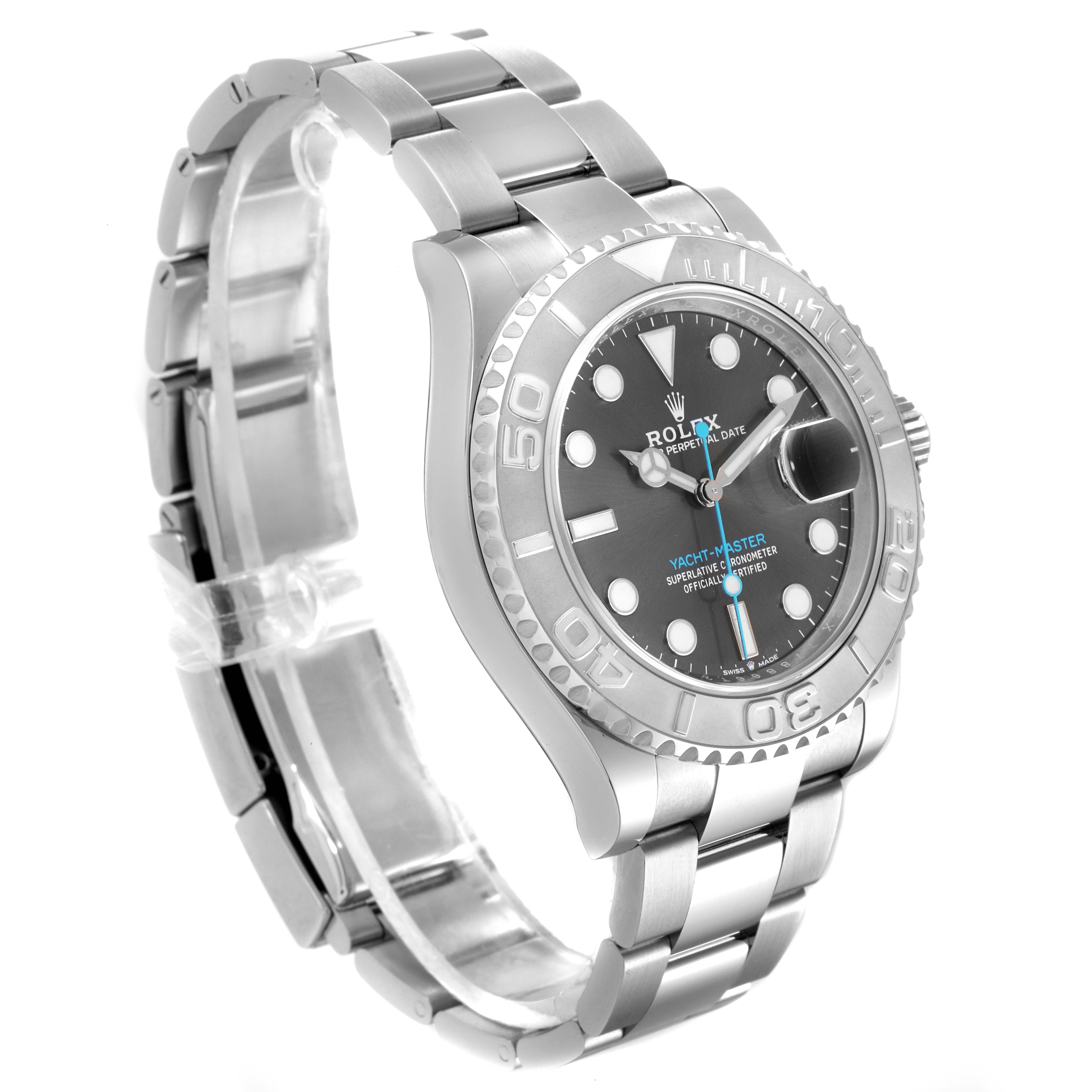The image shows a Rolex Yacht-Master 126622 Men's Stainless Steel Grey Dial 126622 Men's Stainless Steel Grey Dial watch at a 45-degree angle, highlighting the bezel, dial, and bracelet.